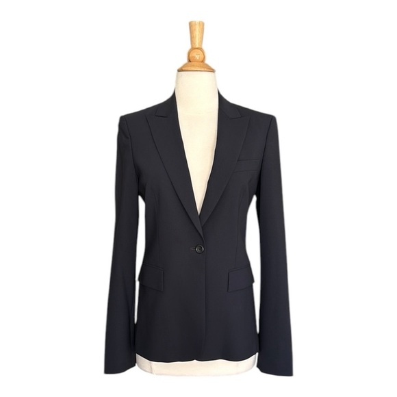 HUGO BOSS Juicy Wool Blazer Navy Blue One Button Tailored Career Wear Size 6 - Picture 1 of 16